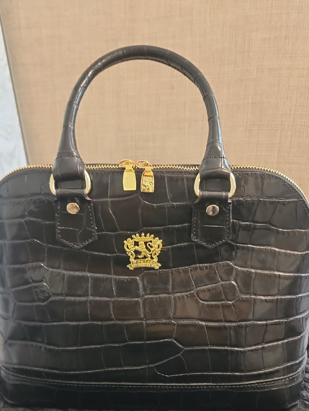 Pratesi FIRENZE Leather Satchel with Gold Hardware